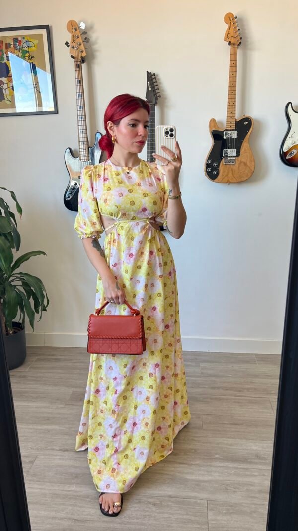 Vestido Estampado Flores Espalda Afuera