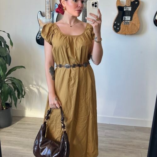 Vestido Mostaza con Cinto Tiras