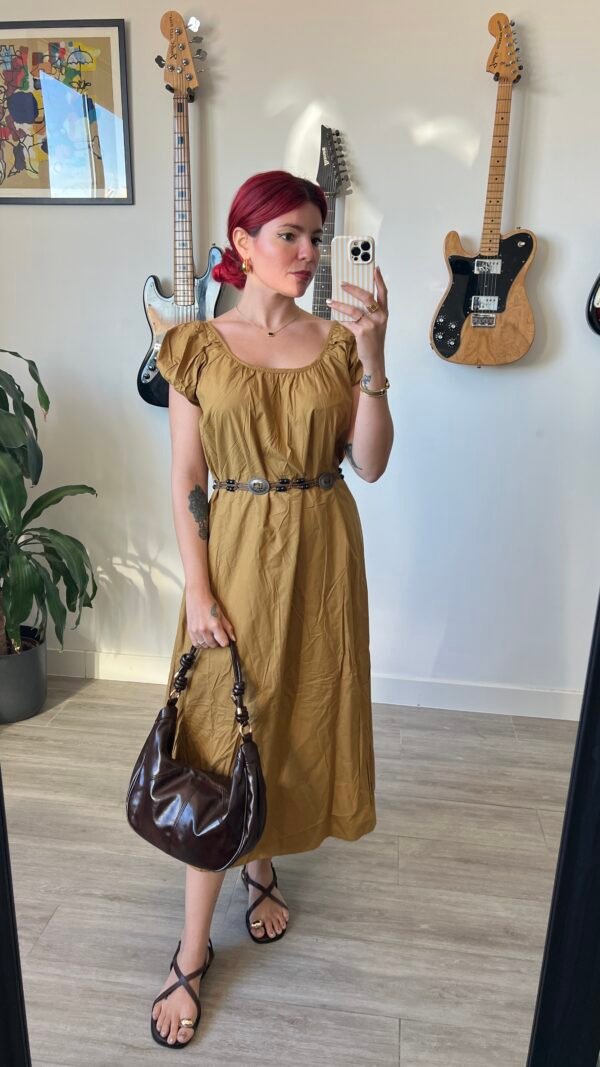 Vestido Mostaza con Cinto Tiras