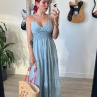 Vestido Largo Color Mezclilla