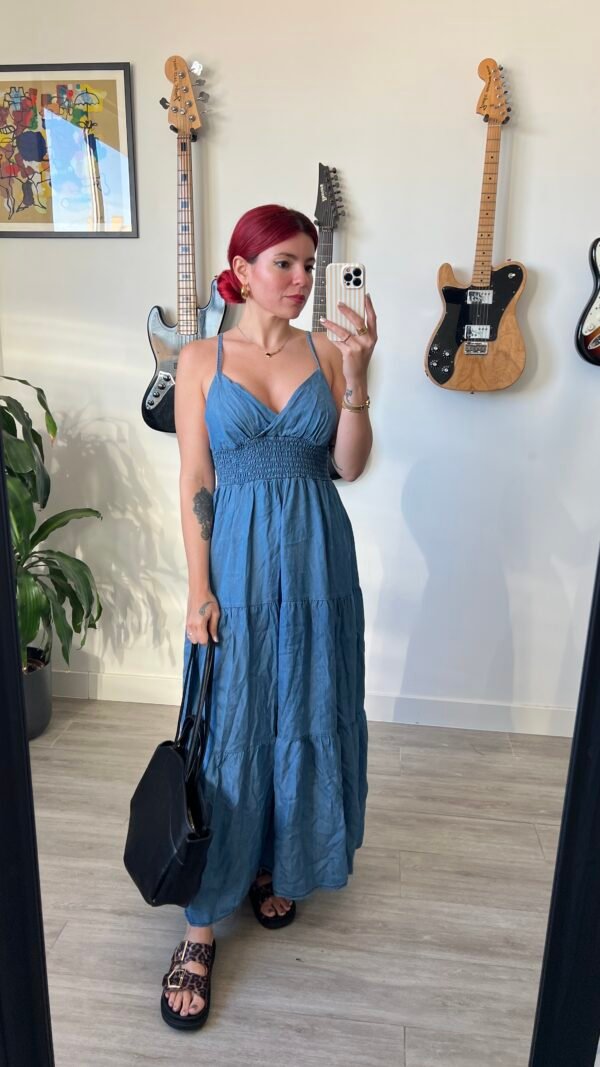 Vestido Largo Color Mezclilla