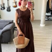 Vestido Largo con Elásticos en el Torso