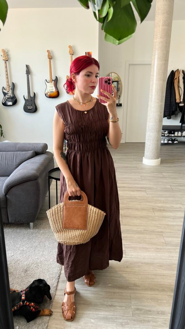 Vestido Largo con Elásticos en el Torso