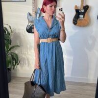 Camisero Estilo Mezclilla con Cinto Rafia