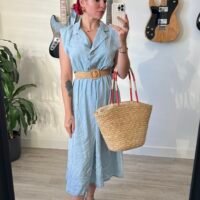 Camisero Estilo Mezclilla con Cinto Rafia