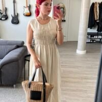 Vestido Largo con Elásticos en el Torso