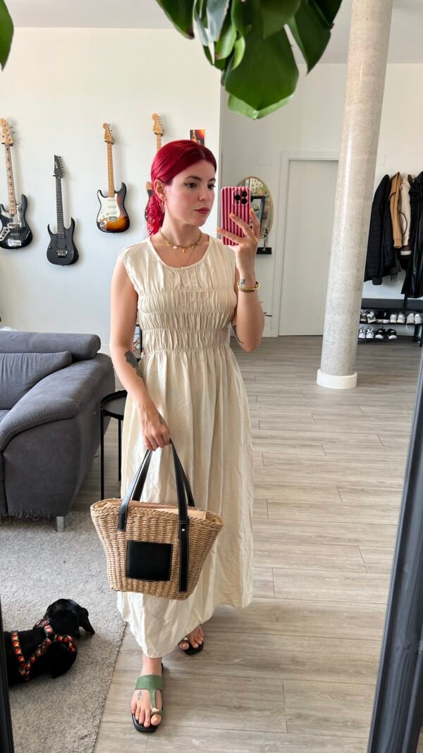 Vestido Largo con Elásticos en el Torso