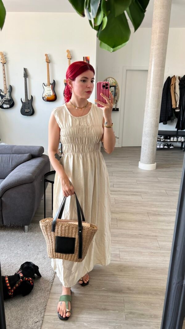Vestido Largo con Elásticos en el Torso