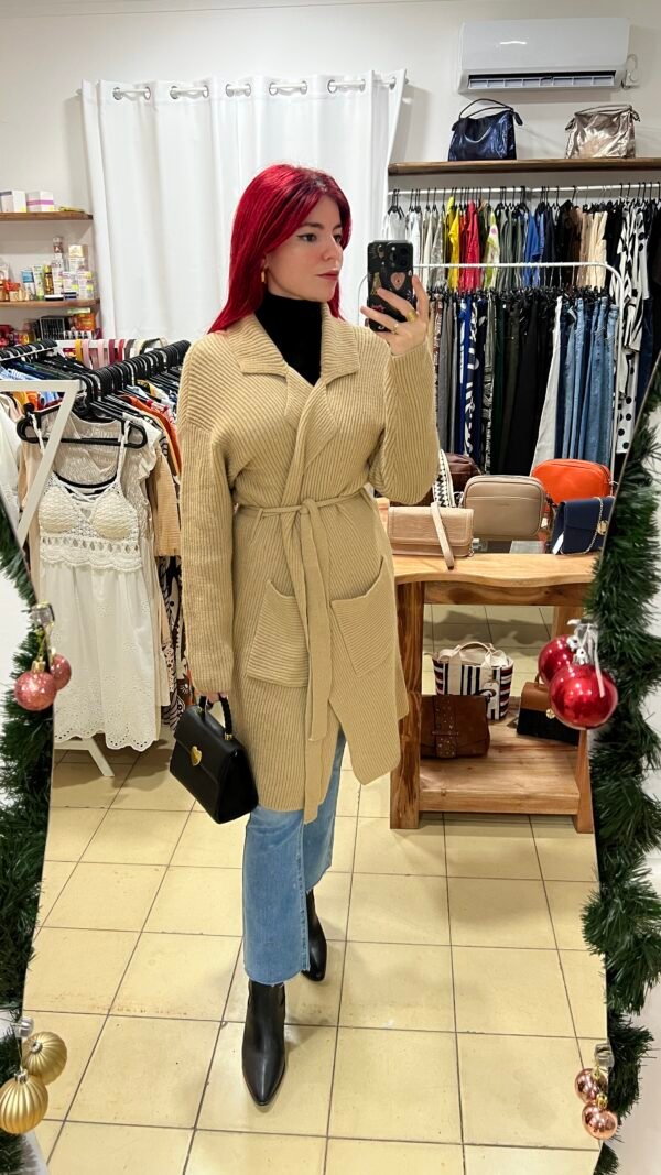 Cárdigan Bolsillos y Banda en la Cintura