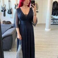 Vestido de Tul Escote V con Mangas