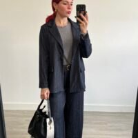 Conjunto de Pantalón y Blazer de Rayas