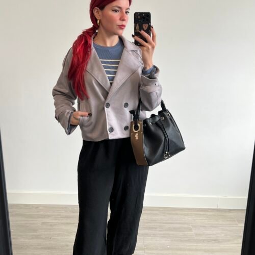 Chaqueta Corta Cruzada de Ante