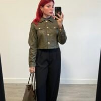 Chaqueta de Polipiel con Botones Dorados