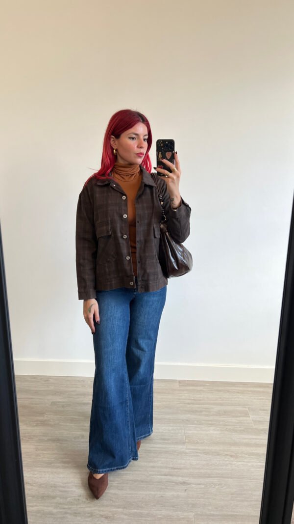 Chaqueta de Cuadros Tonos Carmelitas