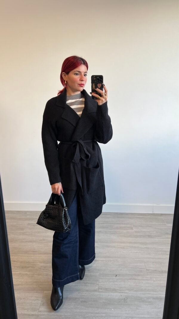 Cárdigan Bolsillos y Banda en la Cintura