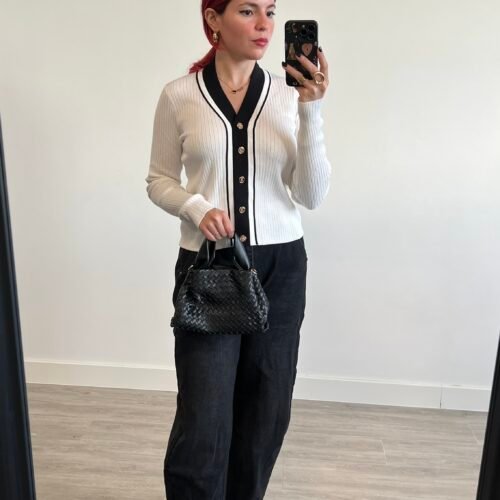 Jersey  Blanco y Negro de Botones