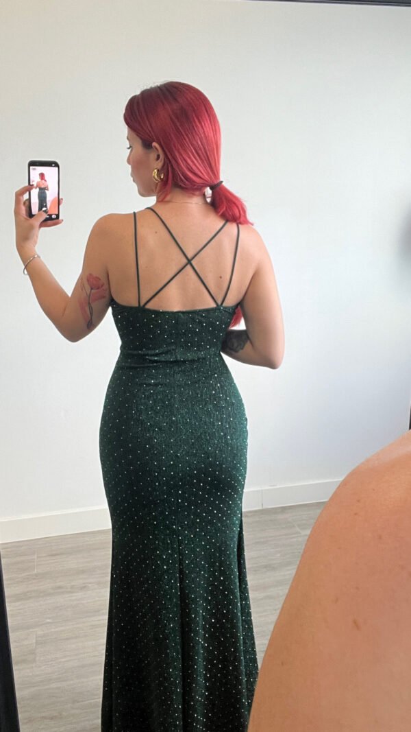 Vestido Verde de Tirantes con Brillo