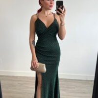 Vestido Verde de Tirantes con Brillo