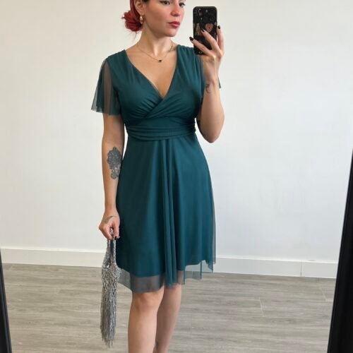 IMG_8436 Vestido Corto de Tul Banda en la Cintura