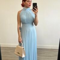 Vestido de Tul y Brillos Cuello Alto