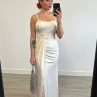 Vestido de Tirantes Escote Drapeado