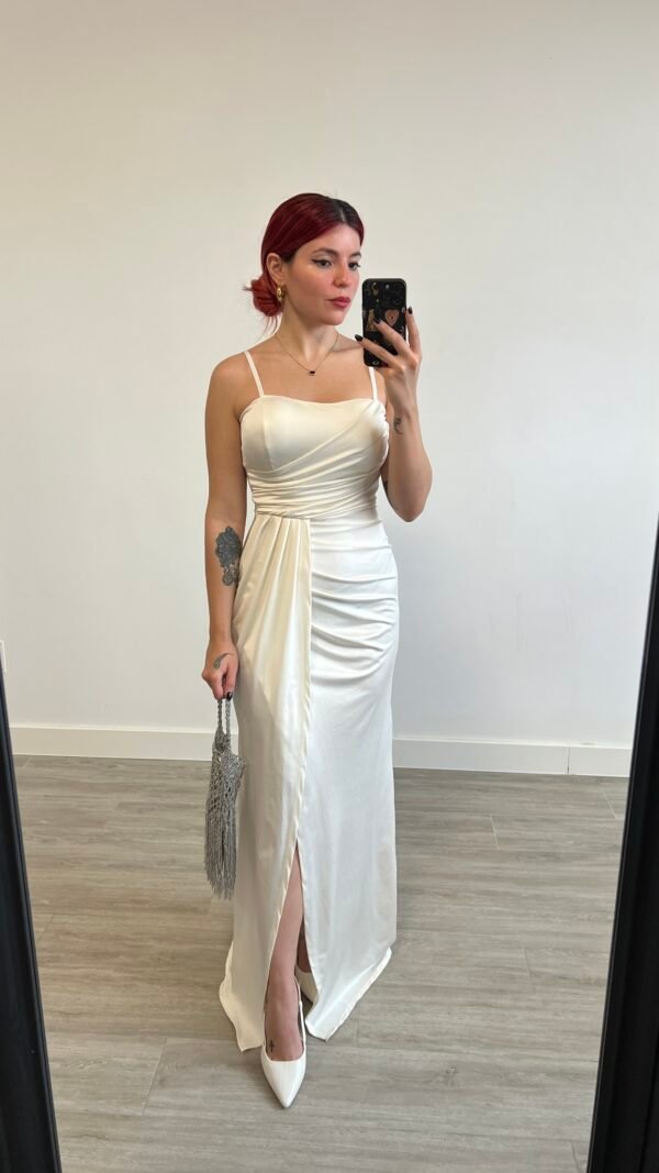 Vestido de Tirantes Escote Drapeado