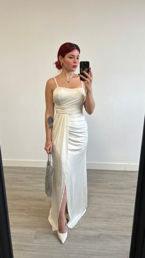 Vestido de Tirantes Escote Drapeado