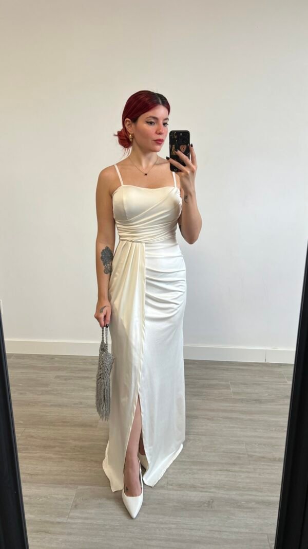 Vestido de Tirantes Escote Drapeado