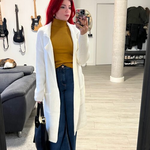 Cárdigan Bolsillos y Banda en la Cintura