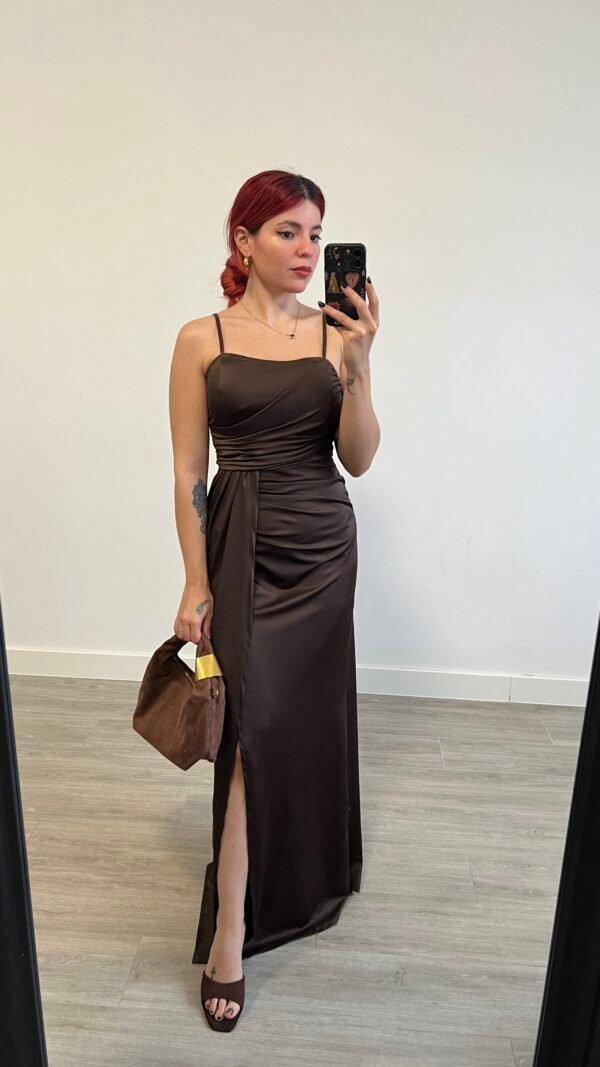 Vestido de Tirantes Escote Drapeado