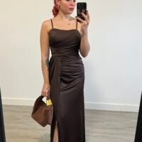 Vestido de Tirantes Escote Drapeado