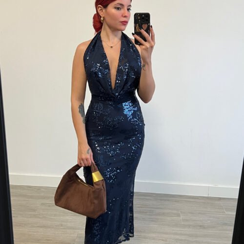 IMG_8938 Vestido Atado a Cuello de Lentejuelas