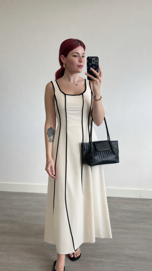 Vestido de Pinzas con Vivos Negros