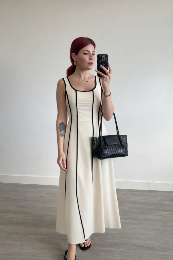 Vestido de Pinzas con Vivos Negros