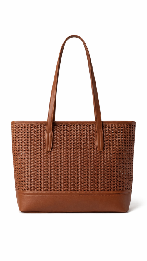 Cartera Mediana Camel Tejida