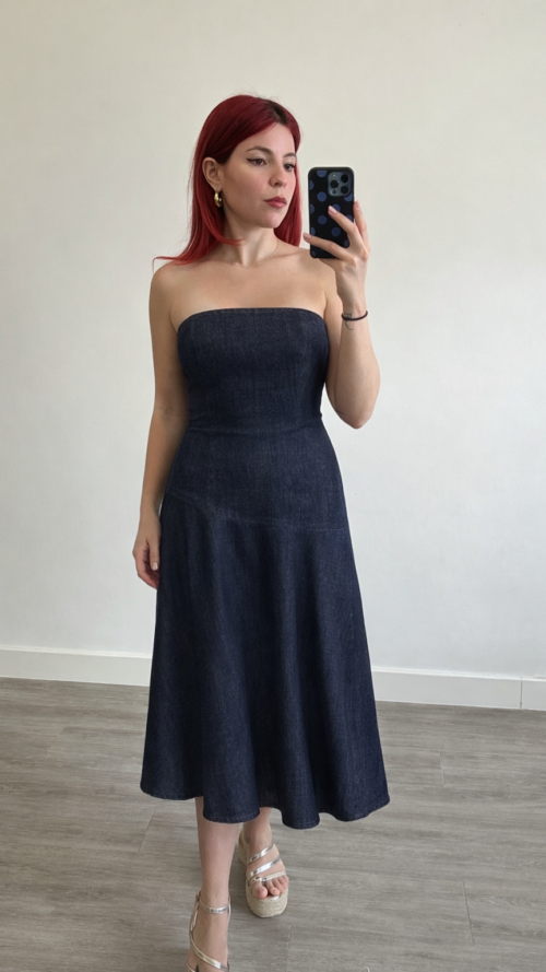 Vestido Largo de Mezclilla Asimétrico