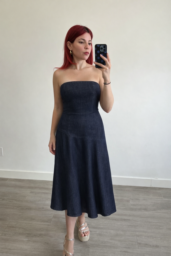 Vestido Largo de Mezclilla Asimétrico