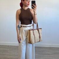 Pantalón Palazzo con Pinzas y Cinto Fino