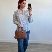 Camisa de Rayas Cuello Mao