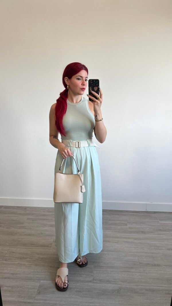 Pantalón Palazzo con Cinto Tejido