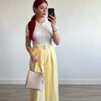 Pantalón Palazzo con Cinto Tejido