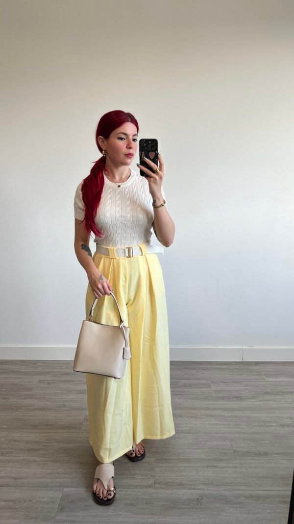 Pantalón Palazzo con Cinto Tejido