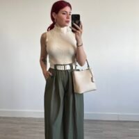 Pantalón Palazzo con Cinto Tejido