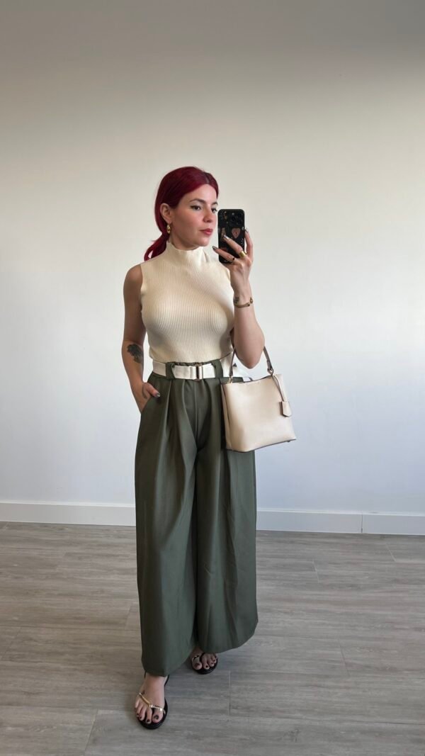 Pantalón Palazzo con Cinto Tejido