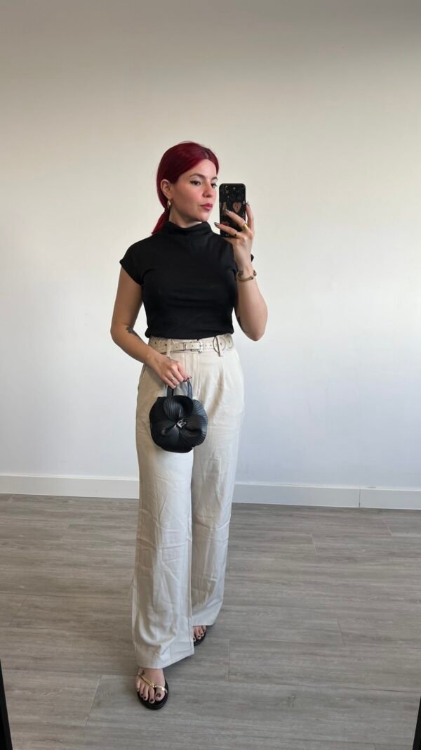 Pantalón de Vestir con Cinto de Círculos y Chapa