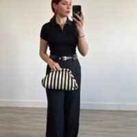 Pantalón de Vestir con Cinto de Círculos y Chapa