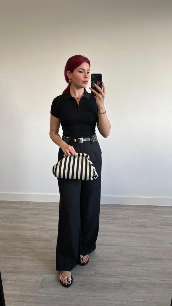 Pantalón de Vestir con Cinto de Círculos y Chapa