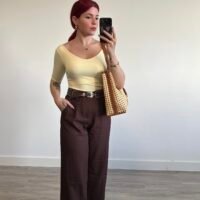 Pantalón de Vestir con Cinto de Círculos y Chapa