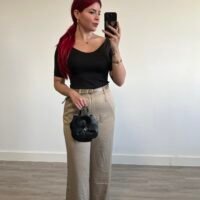 Pantalón de Vestir Wide Leg Cinto Fino