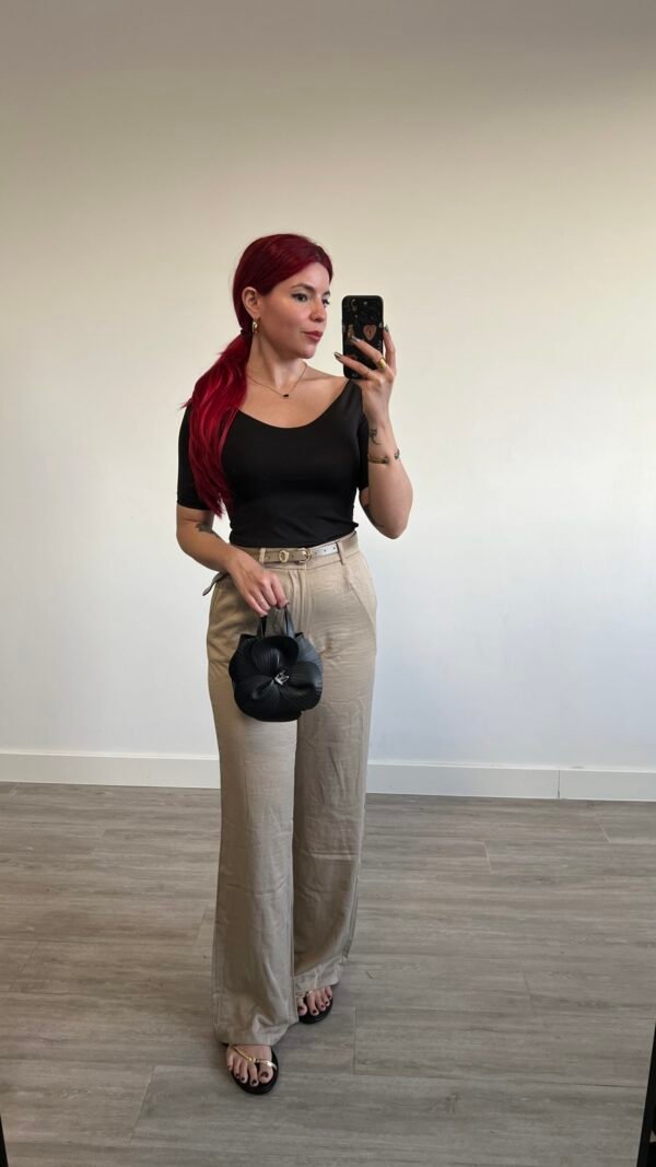 Pantalón de Vestir Wide Leg Cinto Fino